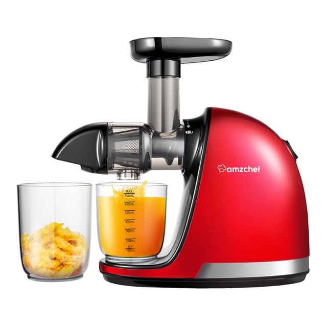Amzchef Masticating Juicer ZM1501 BPA-free Quiet Motor Reversing Function Slow Juicer For Vegetables Fruits with Cleaning Brush